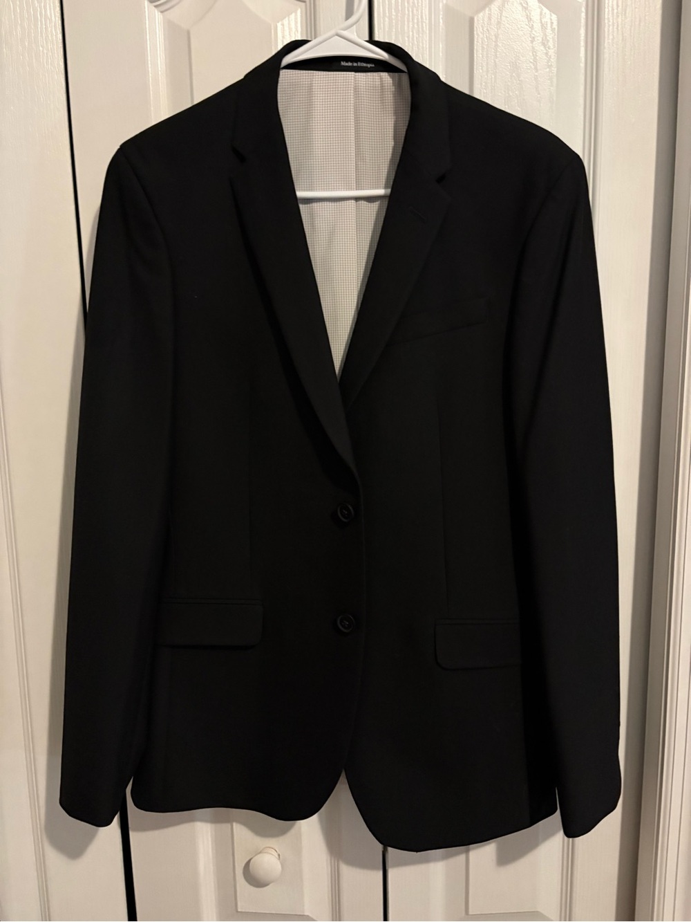Egara Skinny Fit Stretch Black Two-Button Suit Jacket Size 38R